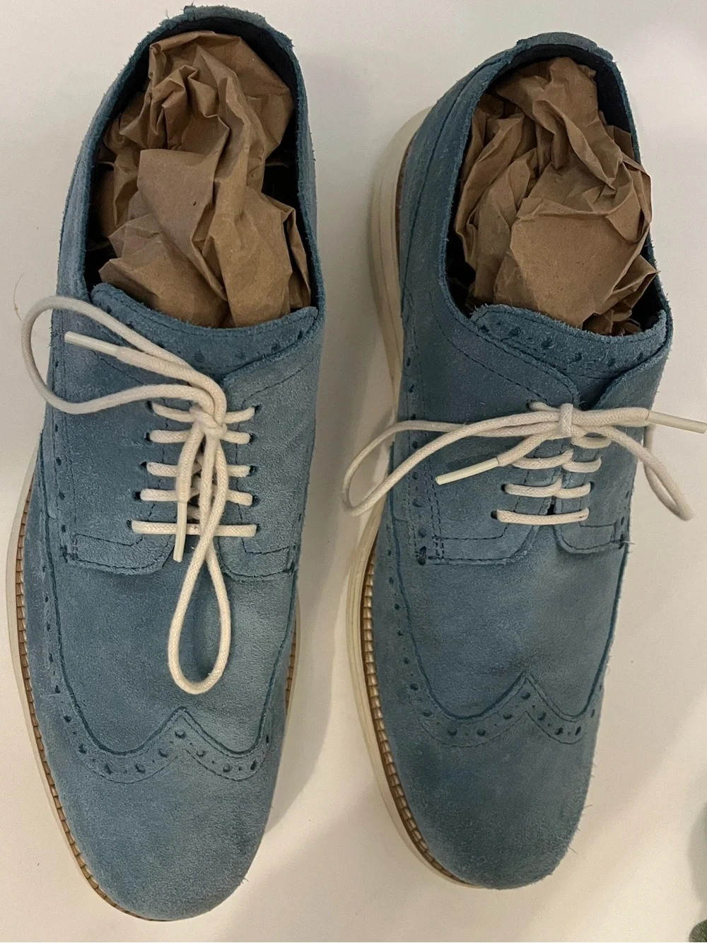 Cole Haan  Original Grand Wingtips - Light Blue Suede - Men’s 10 M